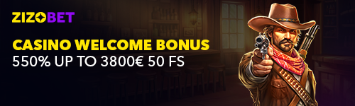 ZizoBet Casino Welcome Bonus Banner – 550% Deposit Bonus + 50 Free Spins